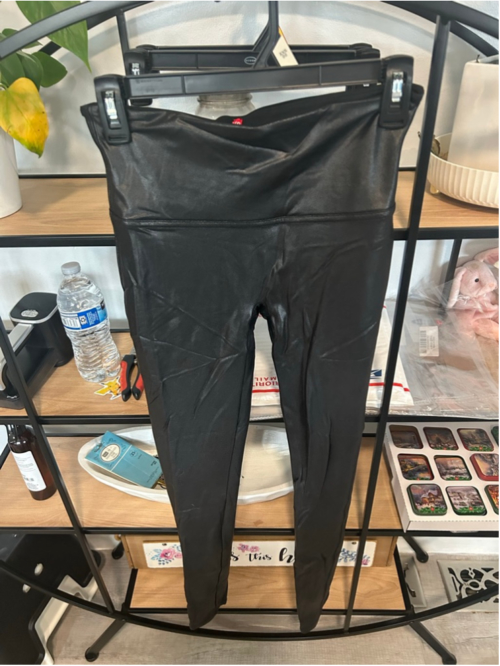Women's SPANX Black Faux Leather Leggings M